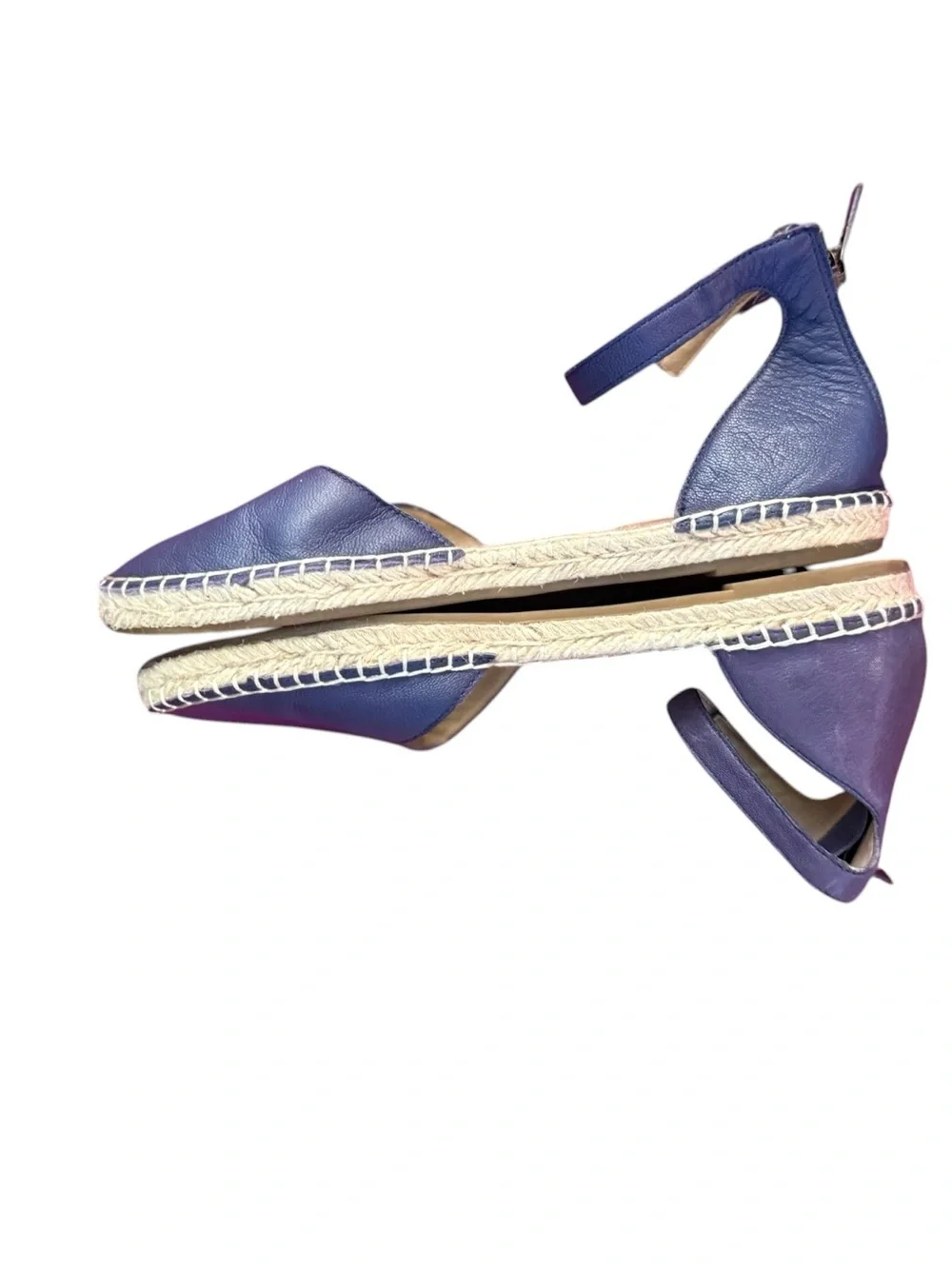 EILEEN FISHER Lala Blue Leather Espadrilles Sandals